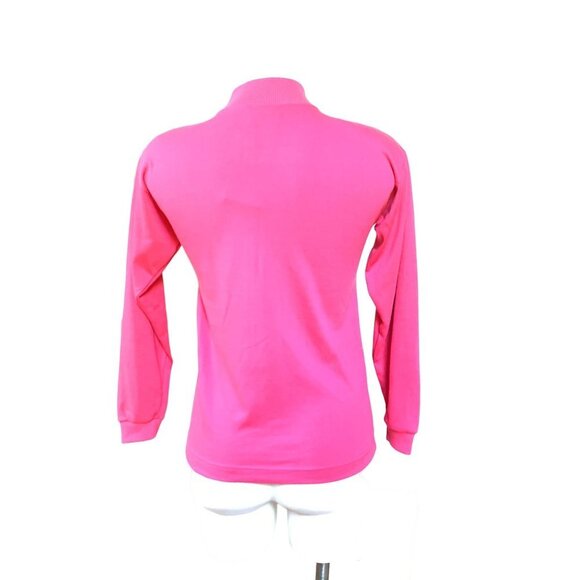 Vintage 80s Pink Turtleneck Shirt Embroidered Flags Petite Small - Picture 5 of 7